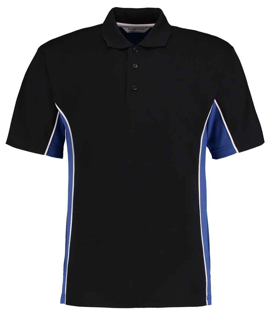 Kustom Kit Track Poly/Cotton Piqué Polo Shirt | Black/Royal Blue