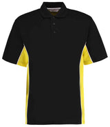 Kustom Kit Track Poly/Cotton Piqué Polo Shirt | Black/Yellow thumbnail 1