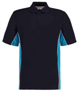Kustom Kit Track Poly/Cotton Piqué Polo Shirt | Navy/Turquoise Blue thumbnail 1