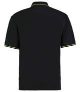 Kustom Kit St Mellion Tipped Cotton Piqué Polo Shirt | Black/Lime Green thumbnail 2