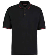Kustom Kit St Mellion Tipped Cotton Piqué Polo Shirt | Black/Red thumbnail 1