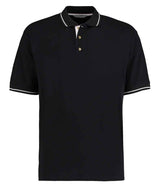 Kustom Kit St Mellion Tipped Cotton Piqué Polo Shirt | Black/White thumbnail 1