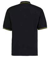 Kustom Kit St Mellion Tipped Cotton Piqué Polo Shirt | Black/Yellow thumbnail 2