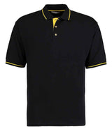 Kustom Kit St Mellion Tipped Cotton Piqué Polo Shirt | Black/Yellow thumbnail 1