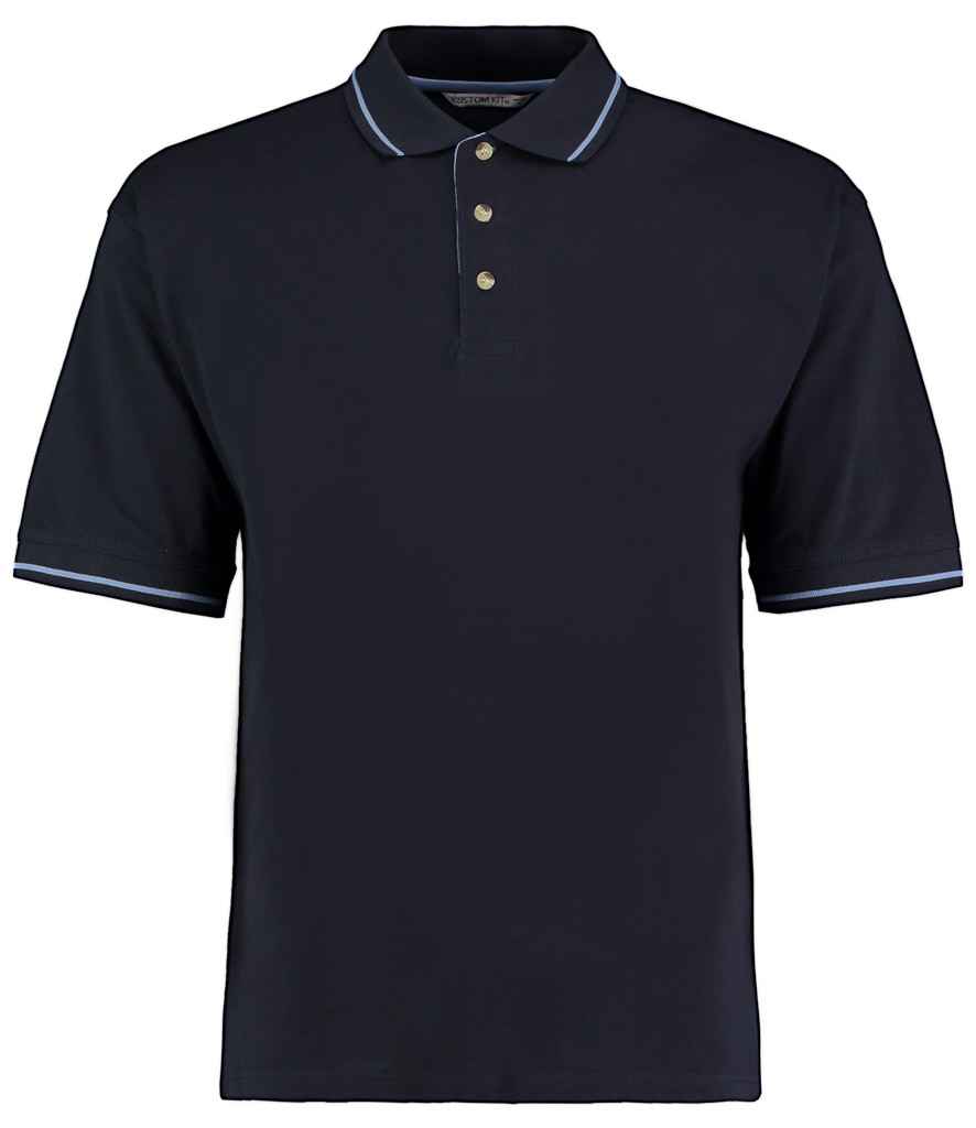Kustom Kit St Mellion Tipped Cotton Piqué Polo Shirt | Navy/Light Blue