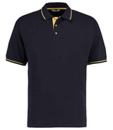 Kustom Kit St Mellion Tipped Cotton Piqué Polo Shirt | Navy/Yellow thumbnail 1