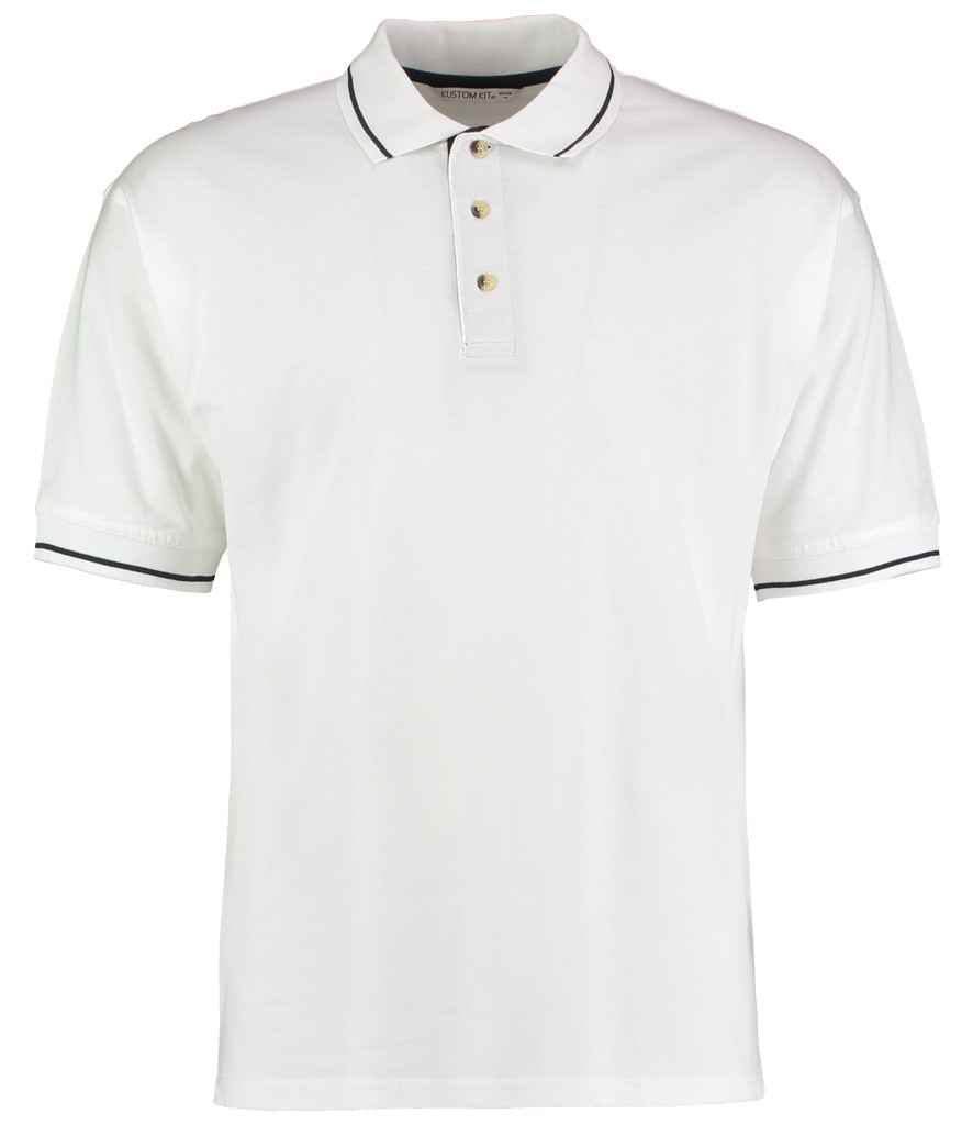 Kustom Kit St Mellion Tipped Cotton Piqué Polo Shirt | White/Navy