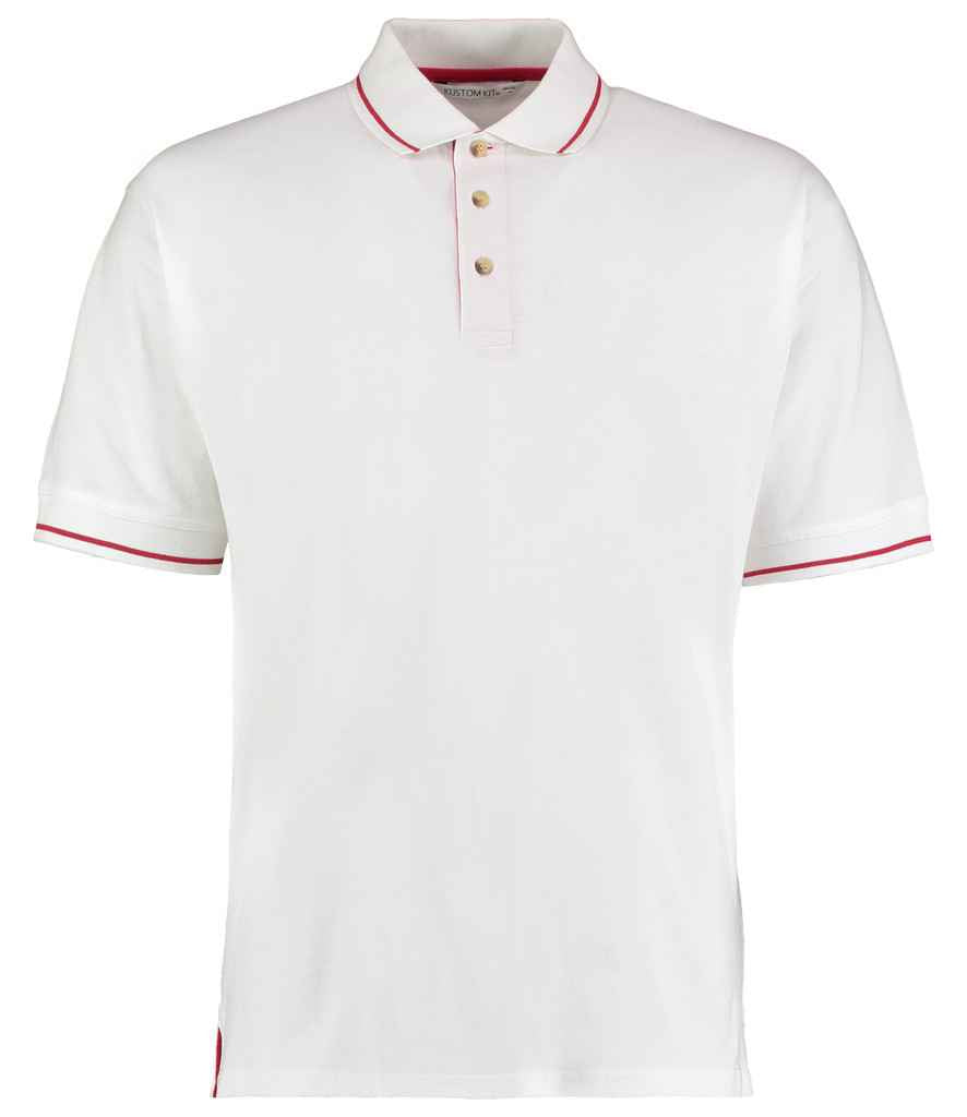 Kustom Kit St Mellion Tipped Cotton Piqué Polo Shirt | White/Red