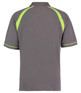 Kustom Kit Oak Hill Cotton Piqué Polo Shirt | Charcoal/Lime Green thumbnail 2
