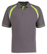 Kustom Kit Oak Hill Cotton Piqué Polo Shirt | Charcoal/Lime Green thumbnail 1