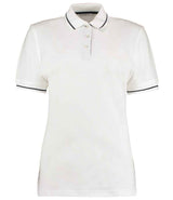 Kustom Kit Ladies St Mellion Tipped Cotton Piqué Polo Shirt | White/Navy thumbnail 1