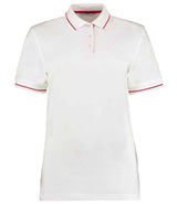 Kustom Kit Ladies St Mellion Tipped Cotton Piqué Polo Shirt | White/Red thumbnail 1