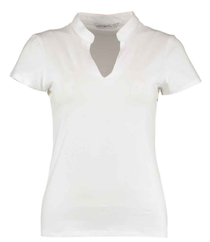 Kustom Kit Ladies V Neck Corporate Top | White
