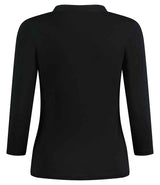 Kustom Kit Ladies 3/4 Sleeve Mandarin Collar Top | Black thumbnail 3
