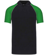 Kariban Baseball Cotton Piqué Polo Shirt | Black/Green thumbnail 1