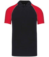 Kariban Baseball Cotton Piqué Polo Shirt | Black/Red thumbnail 1