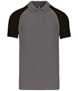 Kariban Baseball Cotton Piqué Polo Shirt | Slate Grey/Black thumbnail 1
