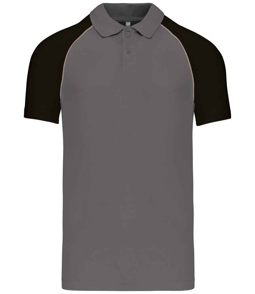 Kariban Baseball Cotton Piqué Polo Shirt | Slate Grey/Black