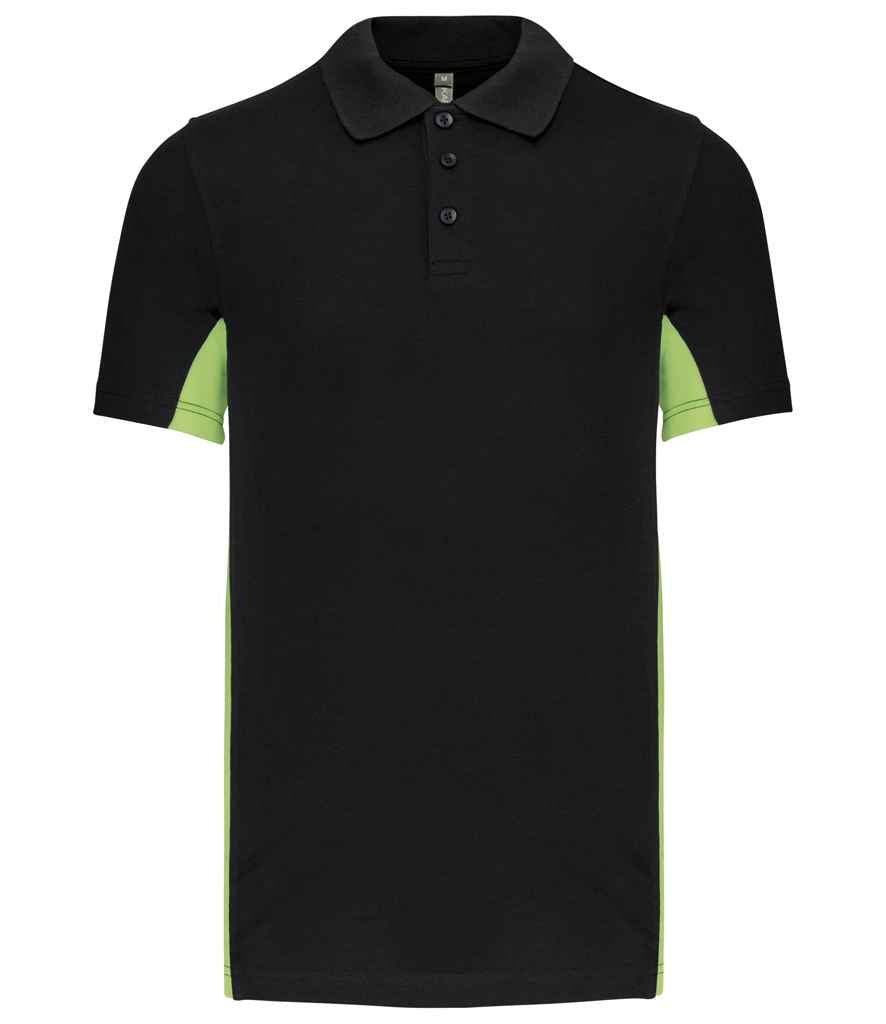 Kariban Flag Poly/Cotton Piqué Polo Shirt | Black/Lime Green