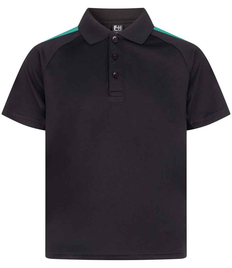 Finden + Hales Kids Team Polo Shirt | Black/Emerald