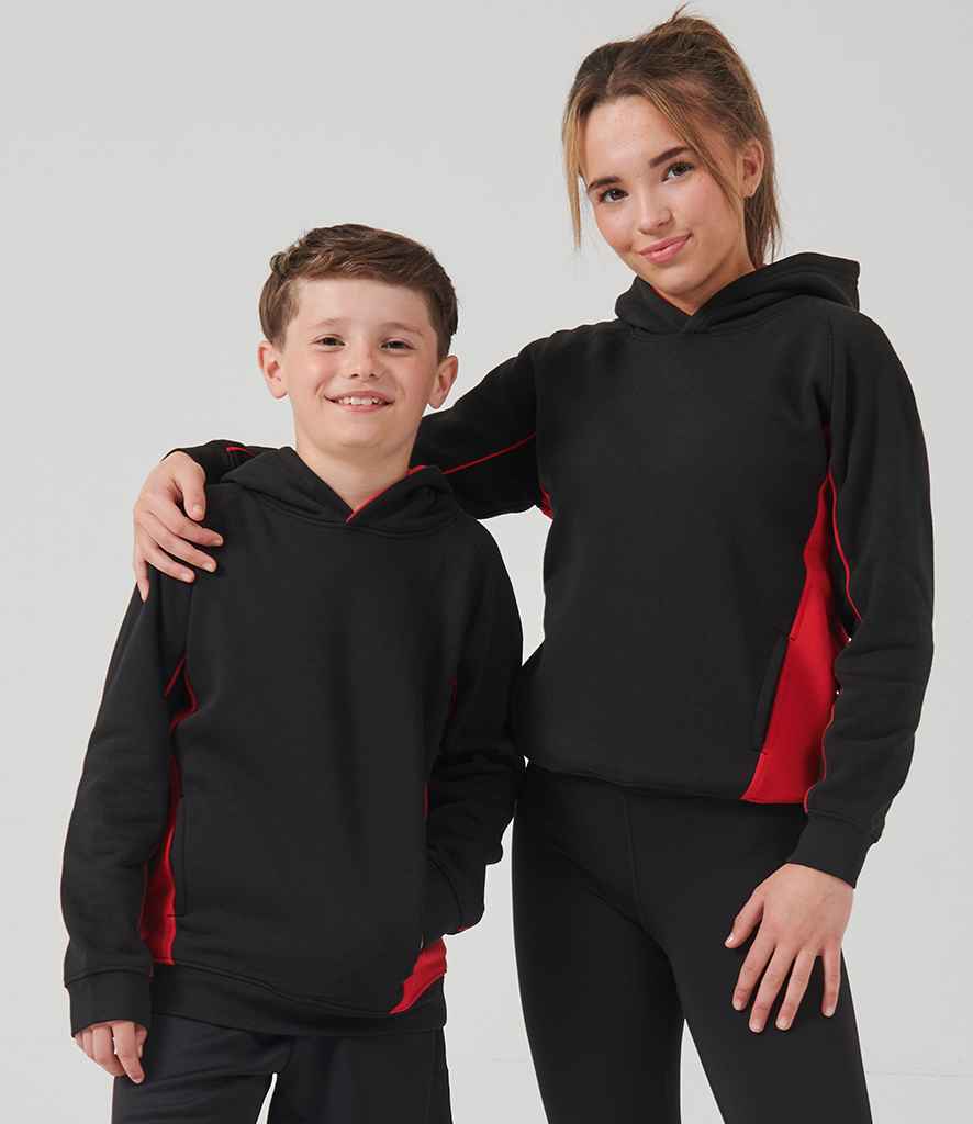 Finden + Hales Kids Contrast Hooded Sweatshirt | Black/Red