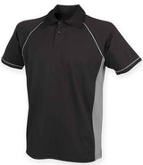 Finden + Hales Performance Piped Polo Shirt | Black/Grey thumbnail 1