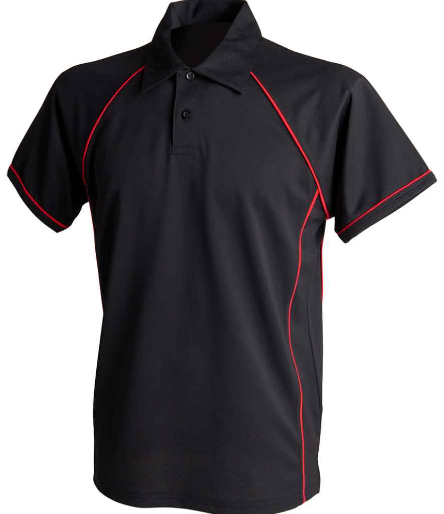 Finden + Hales Performance Piped Polo Shirt | Black/Red