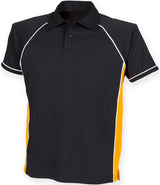 Finden + Hales Performance Piped Polo Shirt | Black/Amber/White thumbnail 1