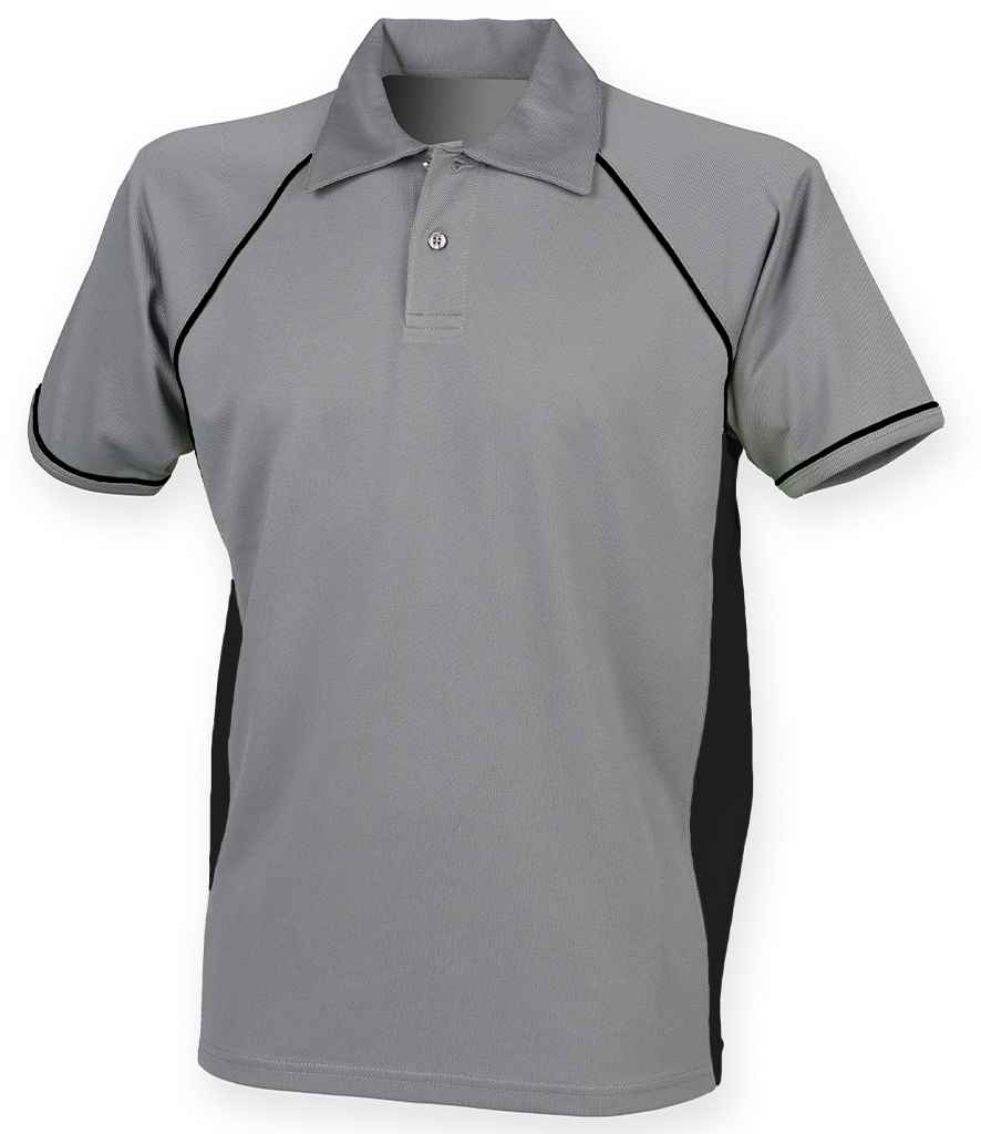 Finden + Hales Performance Piped Polo Shirt | Grey/Black