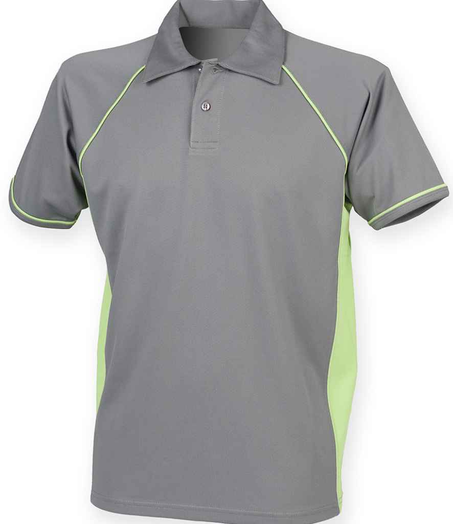 Finden + Hales Performance Piped Polo Shirt | Grey/Lime Green