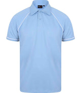 Finden + Hales Performance Piped Polo Shirt | Sky Blue/Navy/White thumbnail 1