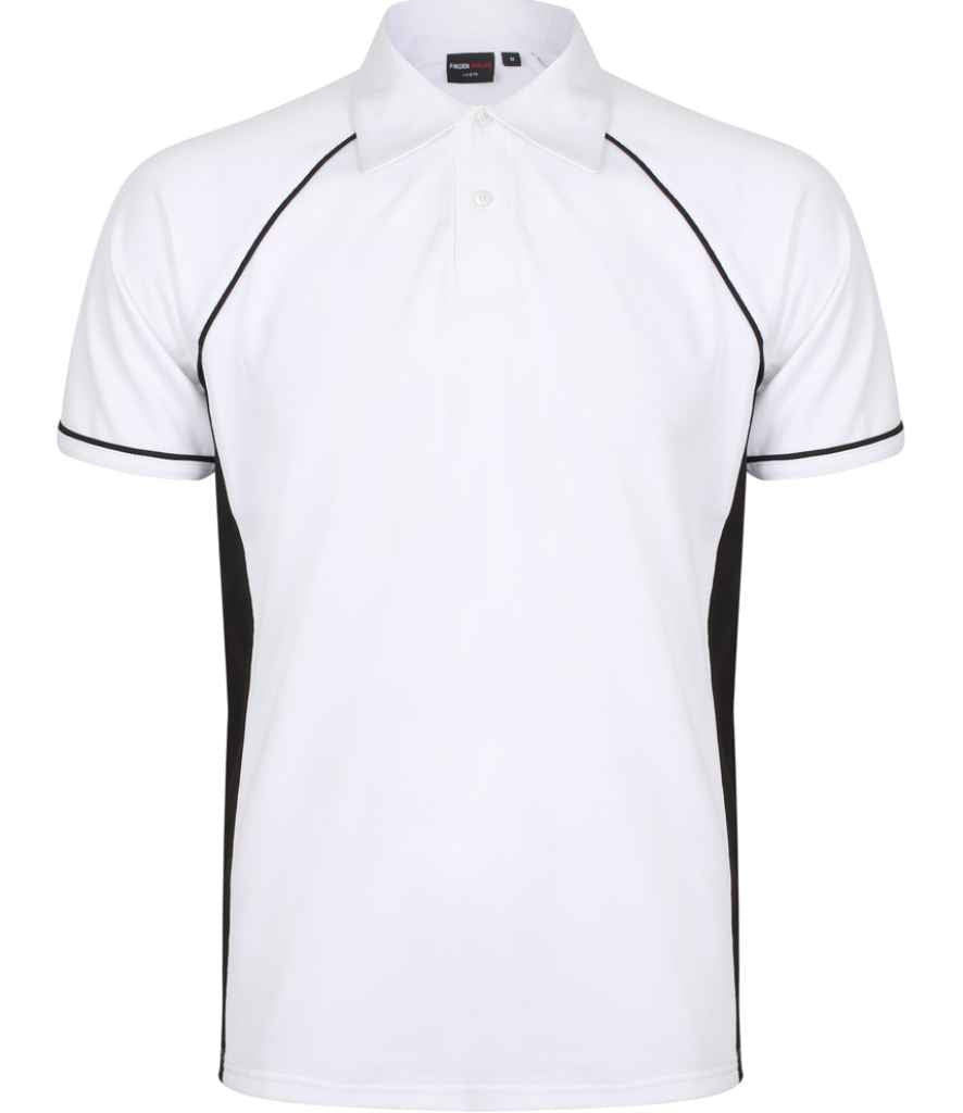 Finden + Hales Performance Piped Polo Shirt | White/Black/Black