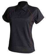 Finden + Hales Ladies Performance Piped Polo Shirt | Black/Black thumbnail 1