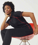Finden + Hales Ladies Performance Piped Polo Shirt | Black/Red thumbnail 3