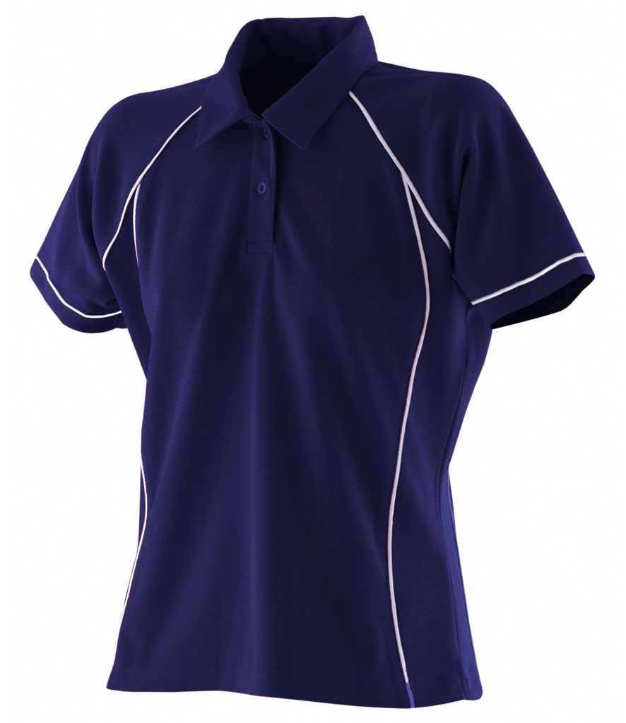 Finden + Hales Ladies Performance Piped Polo Shirt | Navy/White