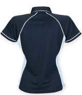 Finden + Hales Ladies Performance Piped Polo Shirt | Navy/Sky Blue/White thumbnail 2