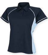 Finden + Hales Ladies Performance Piped Polo Shirt | Navy/Sky Blue/White thumbnail 1