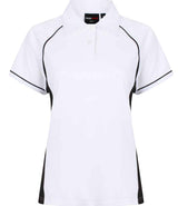 Finden + Hales Ladies Performance Piped Polo Shirt | White/Black/Black thumbnail 1