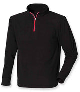 Finden + Hales Zip Neck Piped Micro Fleece | Black/Red thumbnail 1