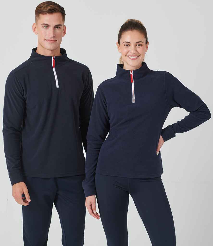 Finden + Hales Zip Neck Piped Micro Fleece | Navy/White