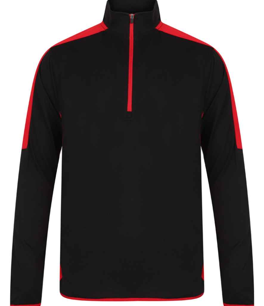 Finden + Hales Contrast Zip Neck Midlayer Top | Black/Red