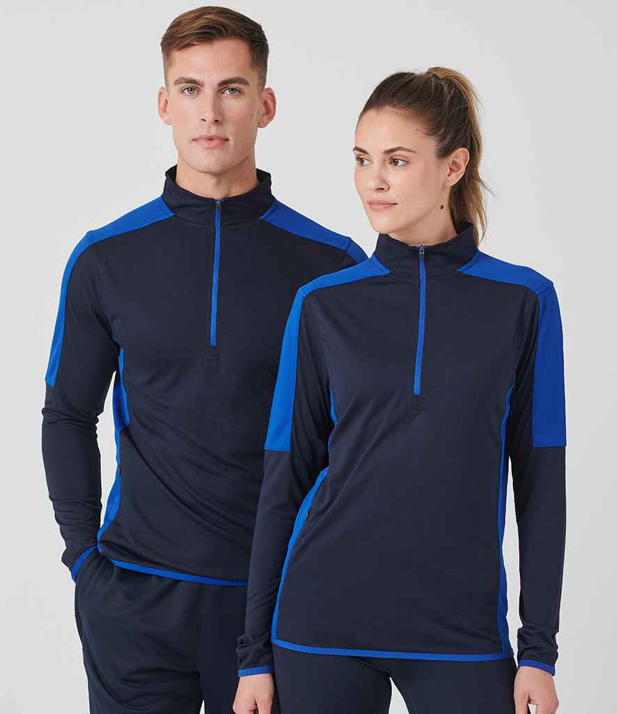 Finden + Hales Contrast Zip Neck Midlayer Top | Navy/Royal Blue