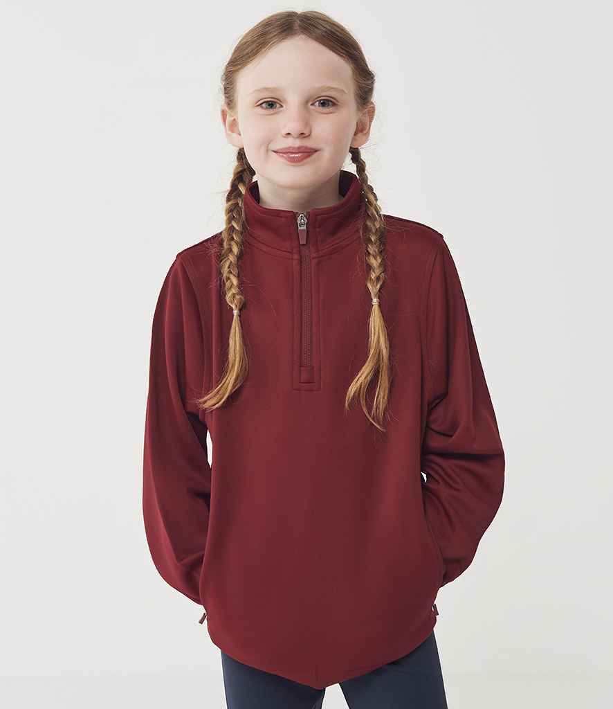 Finden + Hales Kids 1/4 Zip Tracksuit Top | Burgundy/Burgundy