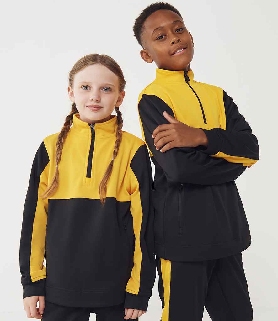 Finden + Hales Kids 1/4 Zip Tracksuit Top | Black/Gold