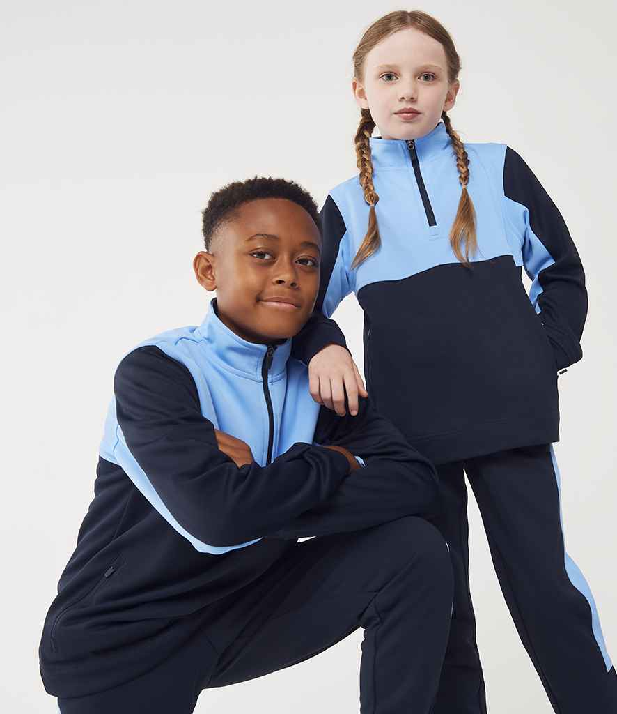 Finden + Hales Kids 1/4 Zip Tracksuit Top | Navy/Sky blue