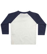 Larkwood Baby/Toddler Long Sleeve Baseball T-Shirt | White/Navy thumbnail 3