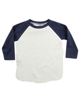Larkwood Baby/Toddler Long Sleeve Baseball T-Shirt | White/Navy thumbnail 2