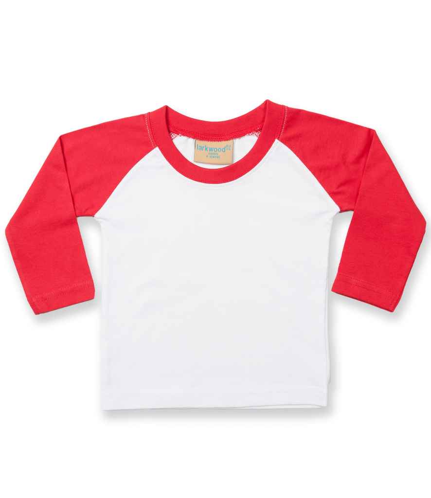 Larkwood Baby/Toddler Long Sleeve Baseball T-Shirt | White/Red