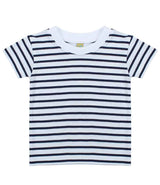 Larkwood Baby/Toddler Striped Crew Neck T-Shirt | White/Oxford Navy thumbnail 3