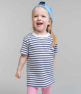 Larkwood Baby/Toddler Striped Crew Neck T-Shirt | White/Oxford Navy thumbnail 1
